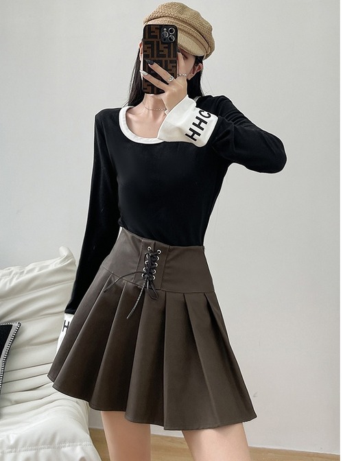 【大きいサイズL-4XL】【秋冬新作】ファッションミニスカート♪ブラック/ブラウン2色展開◆#sertm-271627