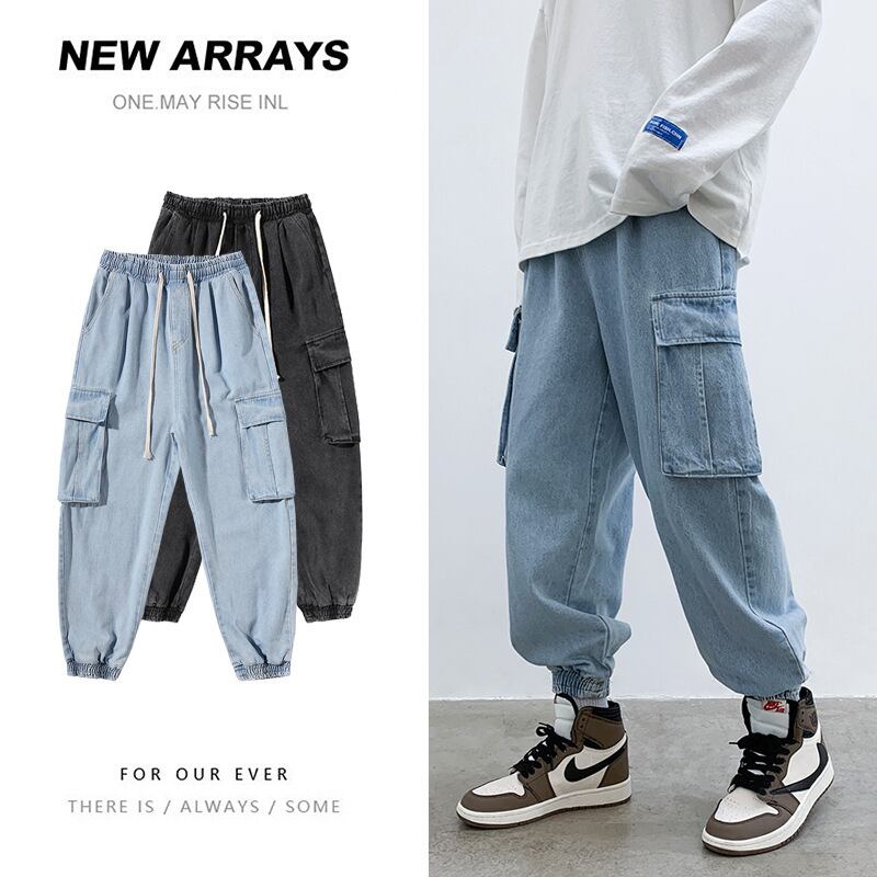 【新作】【送料無料】 Yidao Vintage 2020 Fall Men's Loose Large Pocket Jeans Style Loose Large Size Pants Trend-Alibaba 大きめサイズ ビンテージ hip6-161138049090822