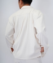 【#Re:room】STRETCH PLEATS OPEN COLLAR LONG SLEEVE SHIRTS［RES090］