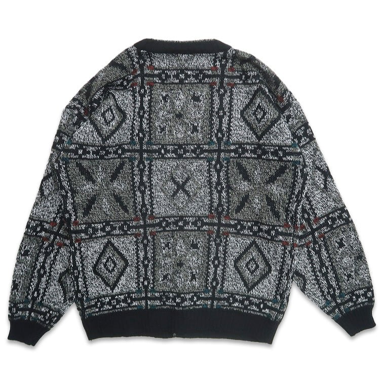 古着 CITY STREETS 総柄 アクリルニット カーディガン セーター 表記
