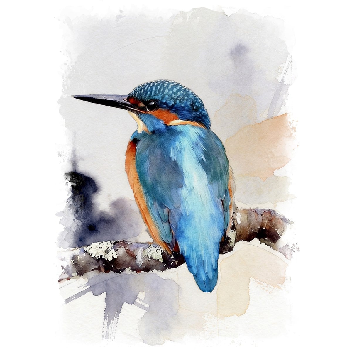 絵画 鳥 カワセミの絵 インテリアアート額付き 水彩画・油絵調 WAT0375