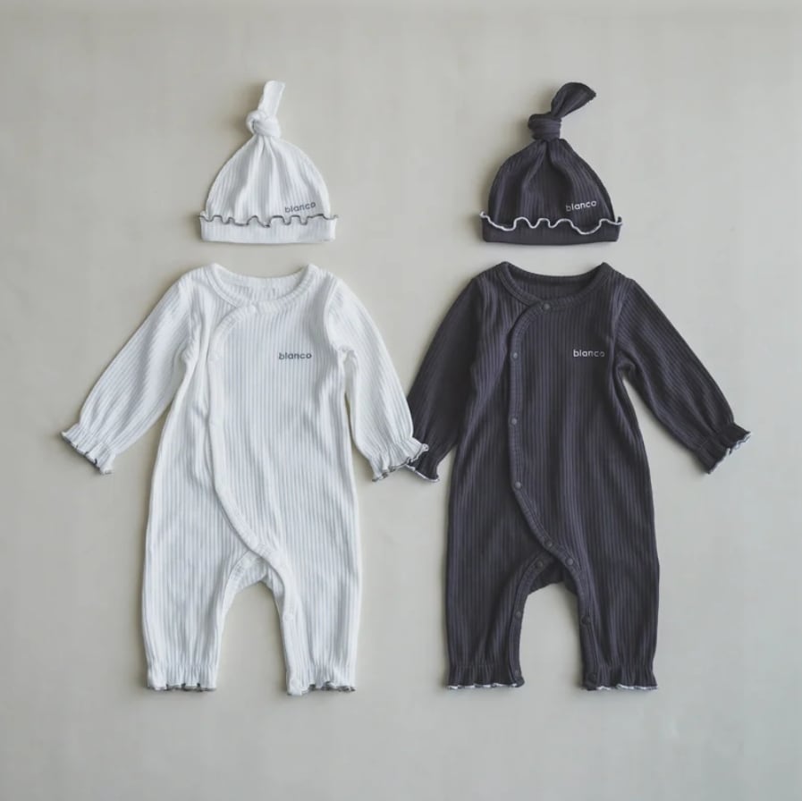 blanco | mellow rompers ベビーロンパース 帽子付き 0-3ヶ月 ブランコ