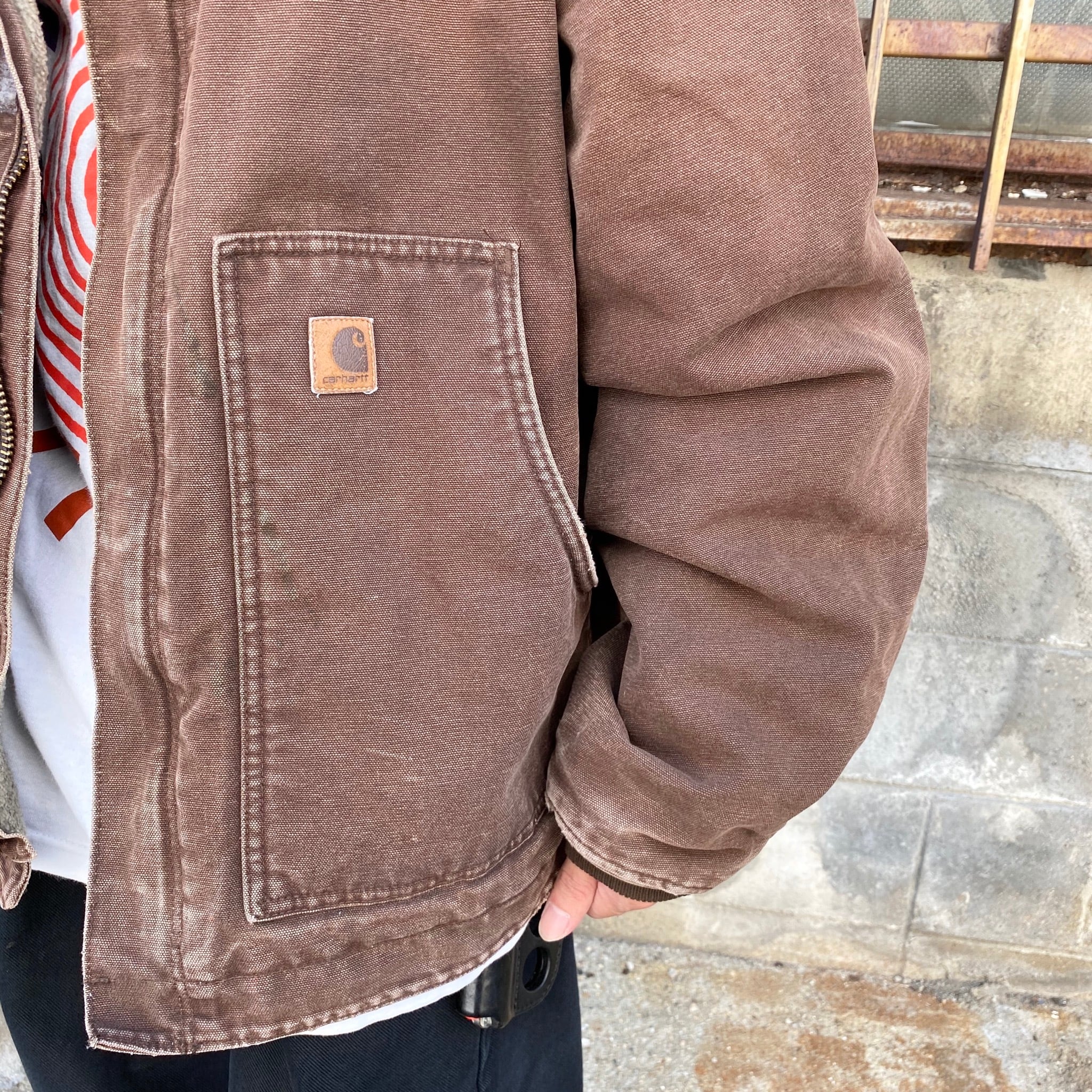 Carhartt カーハート ダック地 ワークジャケット カバーオール ボアライナー 裏ボア コーデュロイ襟 ブラウン 茶色 メンズXL  古着【ワークジャケット】 | cave 古着屋【公式】古着通販サイト