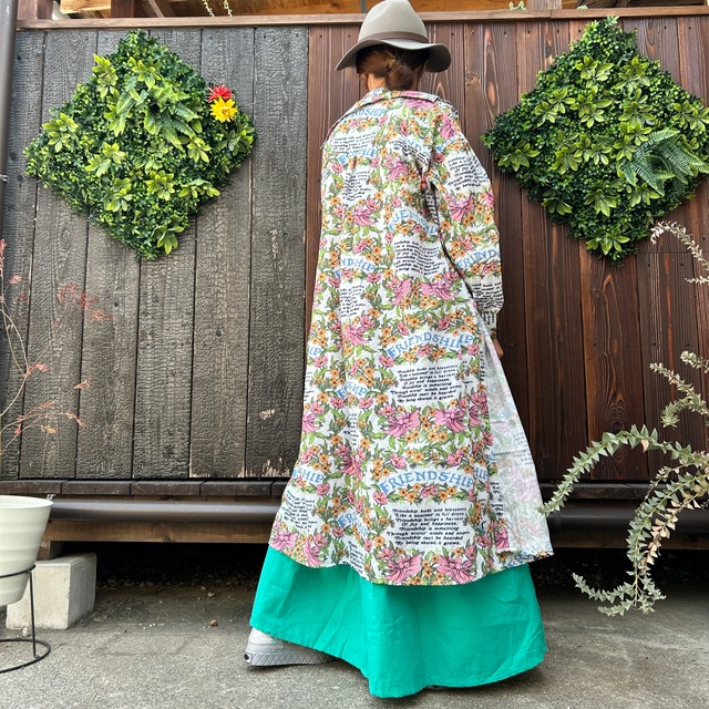 ポップ柄ロングブラウスワンピース