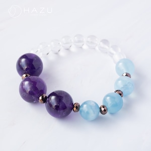 愛を呼ぶ美しい大粒の癒し［アメジスト／アクアマリン／水晶／ヘマタイト］