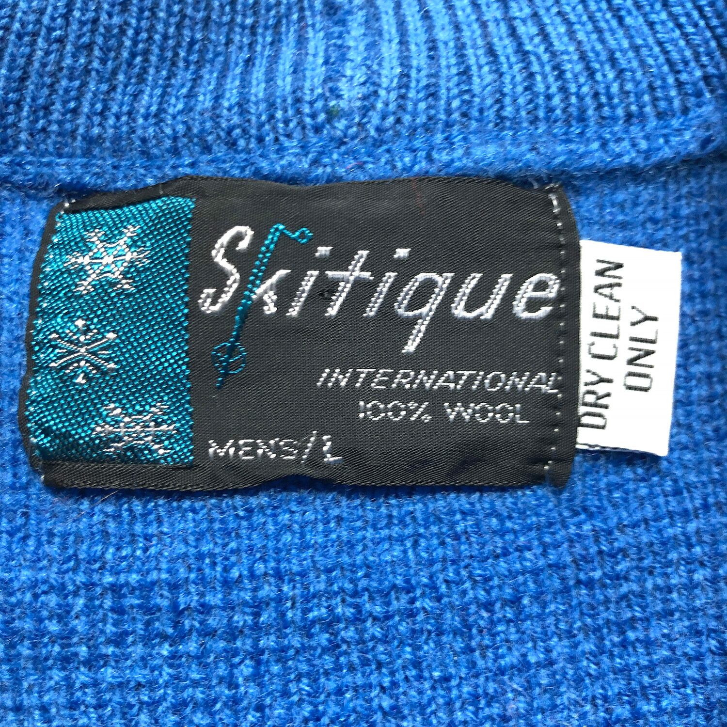 80s USA スキーニット ウールニット セーター 紺色 vintage