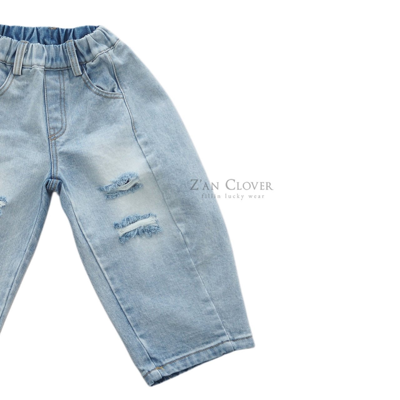 [Z’AN CLOVER] D-Line Damage Denim Pants / [지안클로버] D라인데미지데님팬츠