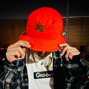 Bucket HAT(ORANGE×GREEN) GROOVE FACTOR Graffiti Logo