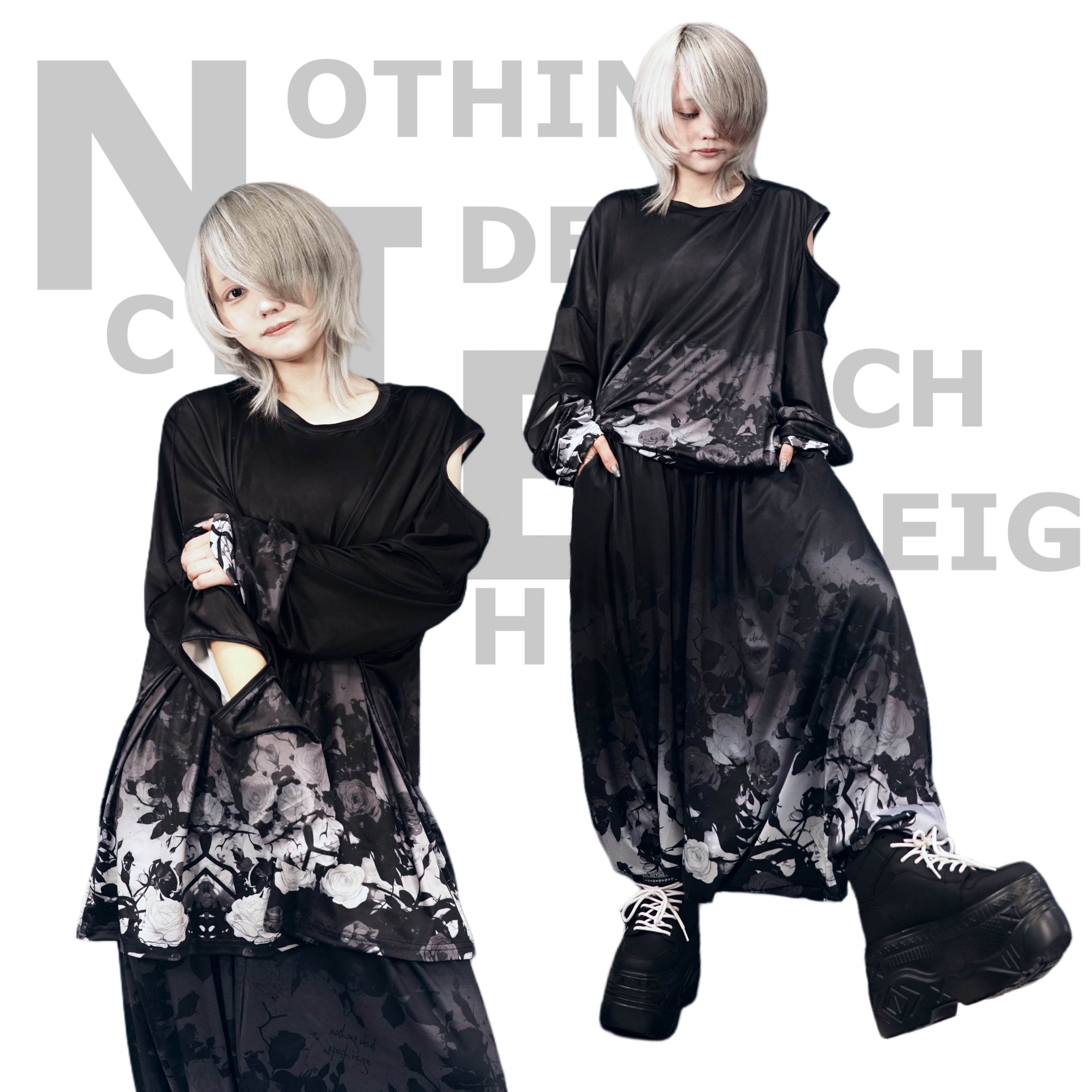 白黒GRADATION ROSEワイドサルエルパンツ | NIER CLOTHING