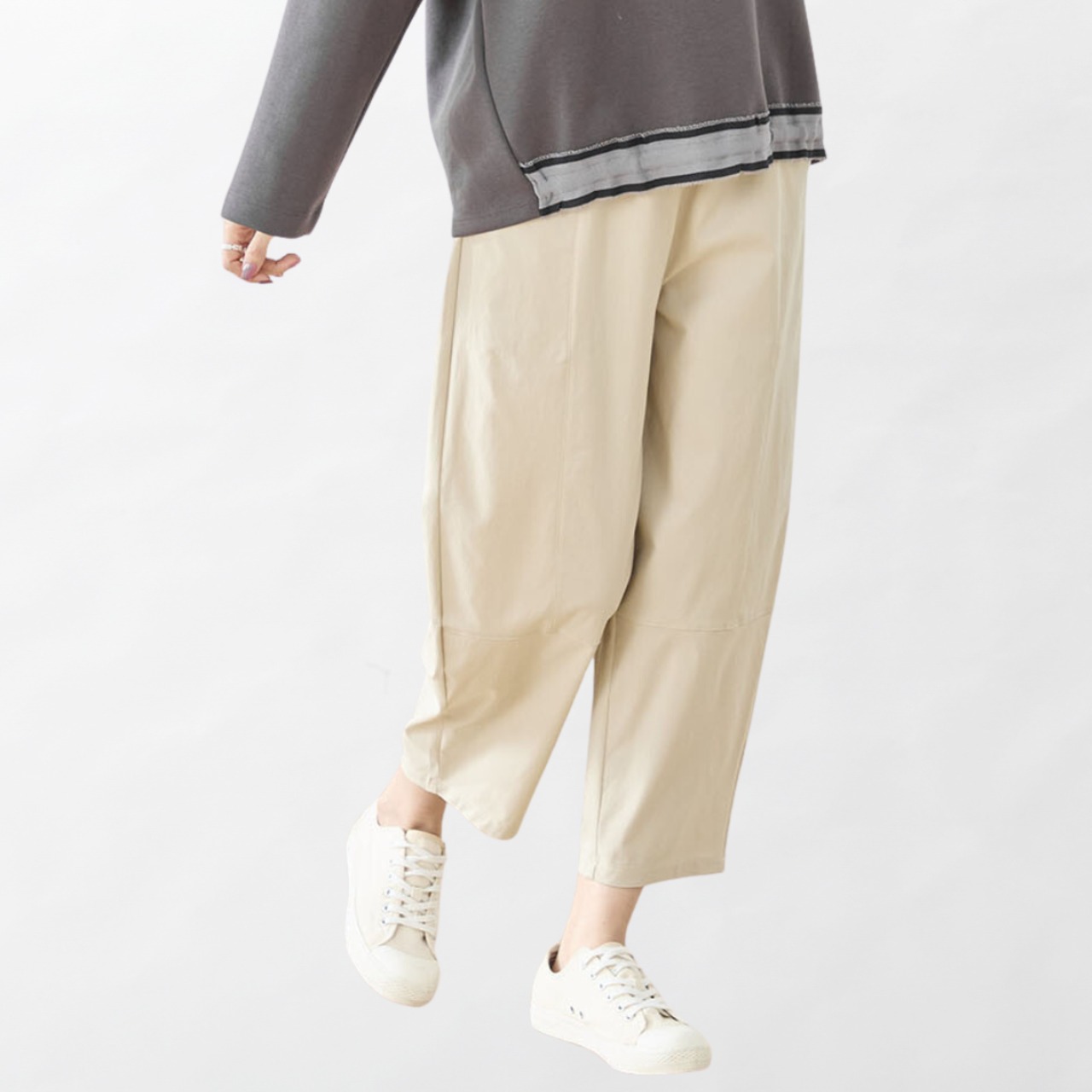 タック入りバルーンシルエットパンツ(M~L) ベージュ