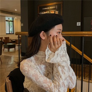 【韓国通販 dgo】long sleeve floral lace shirt 2types（A1102）