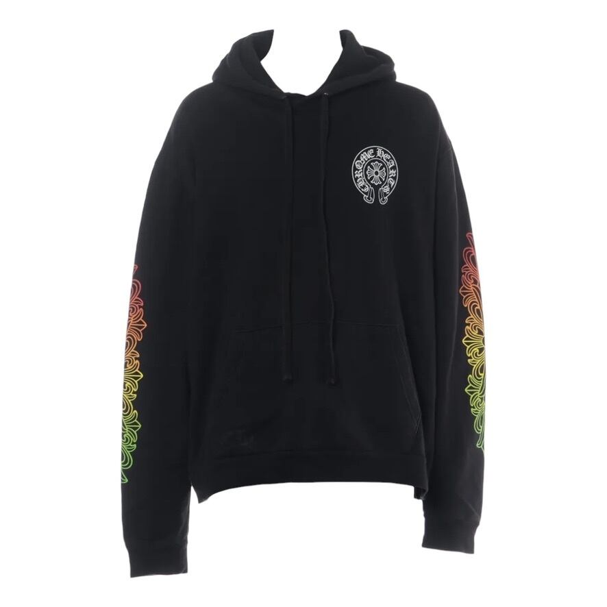 Rare◇Chrome Hearts Back Grad Circle Logo Hoodie with Floral Gradient Circle on the Arm
