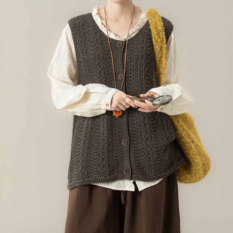 ナチュラル透かし編みベスト M2114