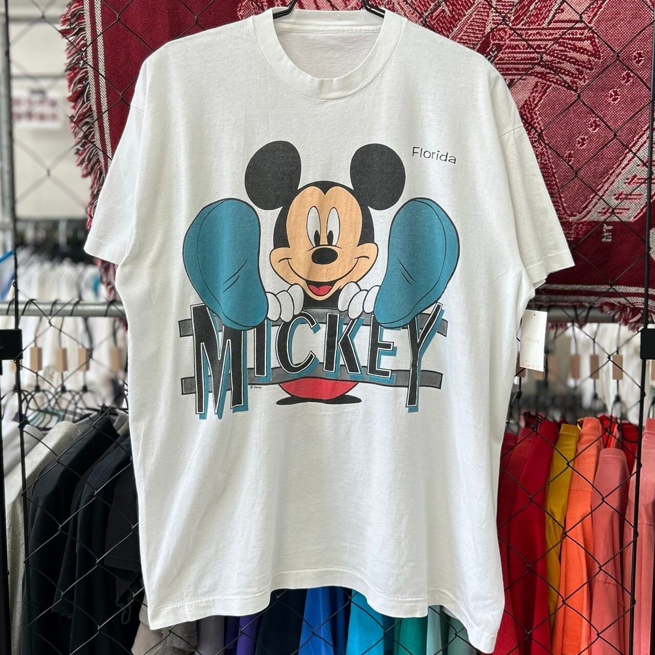 90s Disney 青パン ミッキー シングルステッチ Tシャツ ヴィンテージ