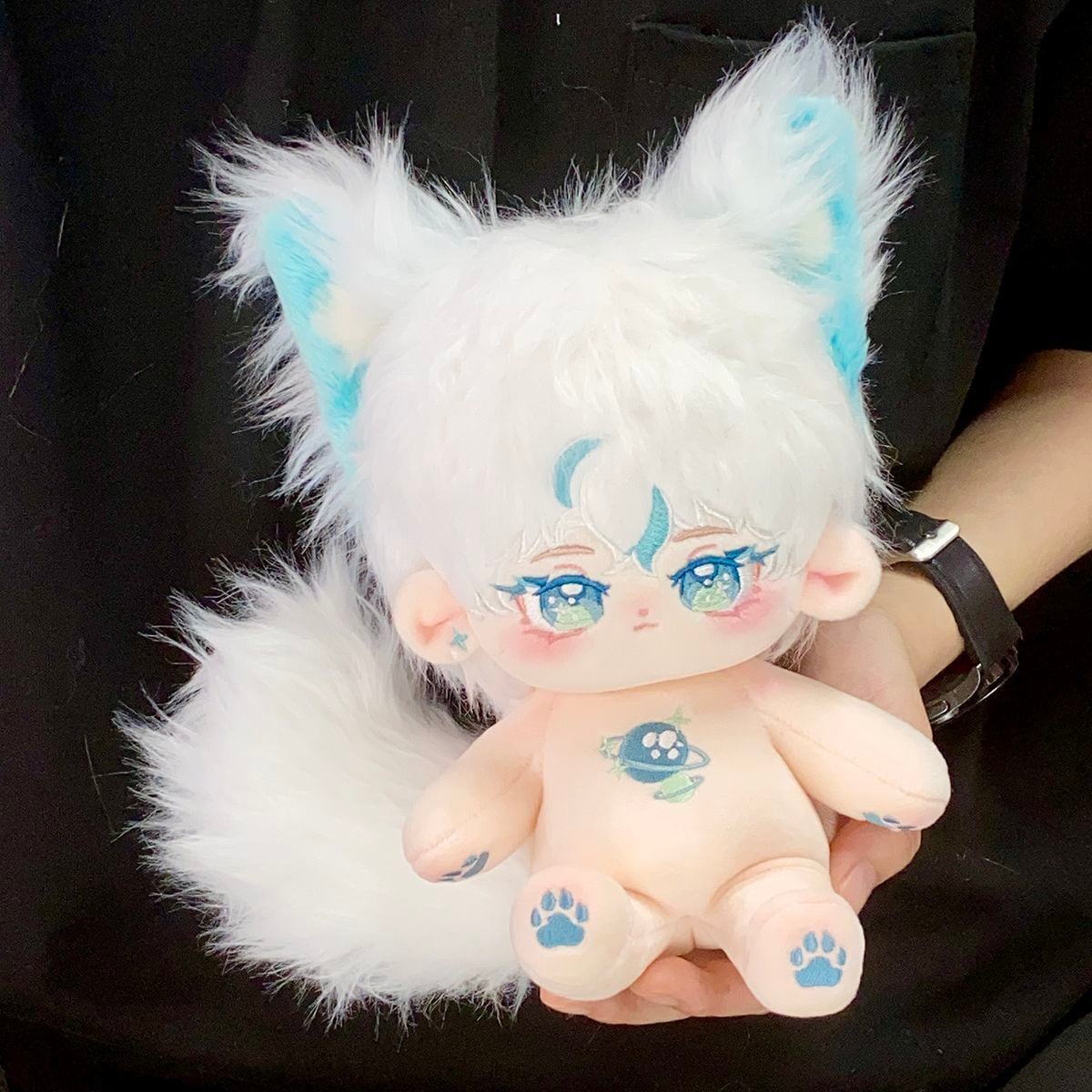 無属性 ぬいぐるみ 20cm 着せ替えぬいぐるみ 獣耳尾付け男の子 白い