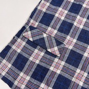 美品 麻100% Mademoiselle NON NON マドモアゼルノンノン チェック柄 ノースリーブ リネン シャツ 38 M/ブルー系/パパス/日本製