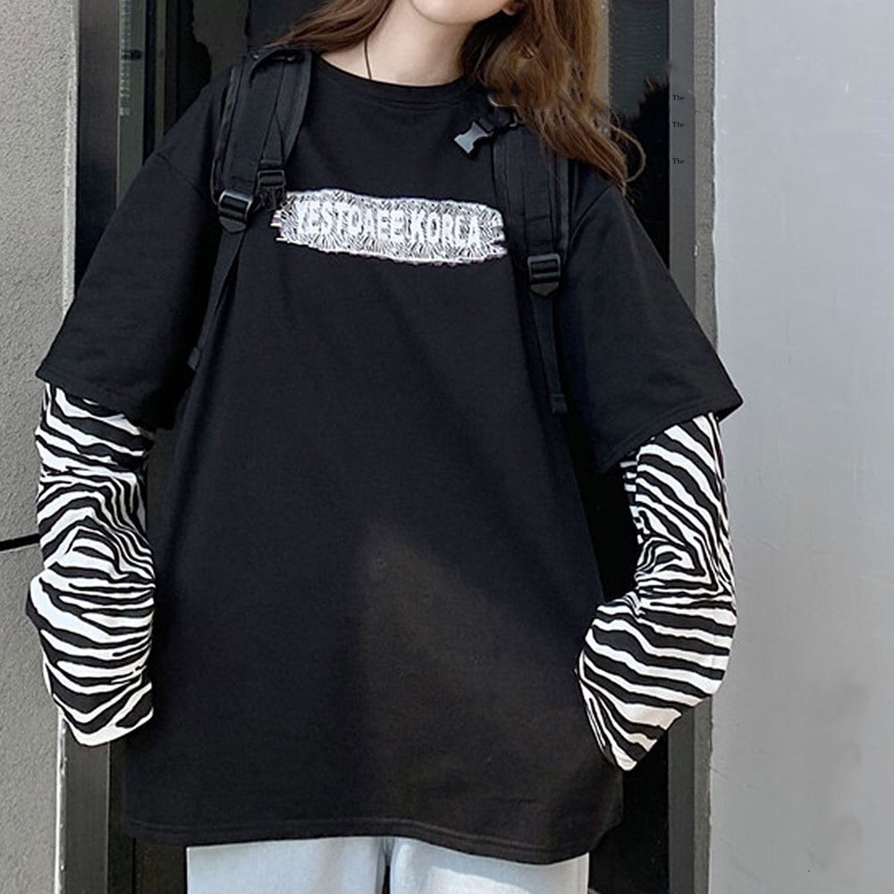 重ね着風 ロゴ Tシャツ レディース メンズ 春秋冬 トップス ストリート系 原宿系 おしゃれ 大人 きれいめ かわいい カジュアル 大人可愛い 大人女子 Ritz Chic レディースファッション通販 レディース ベスト リブトップス シャツ風Tシャツ 重ね着風トップス