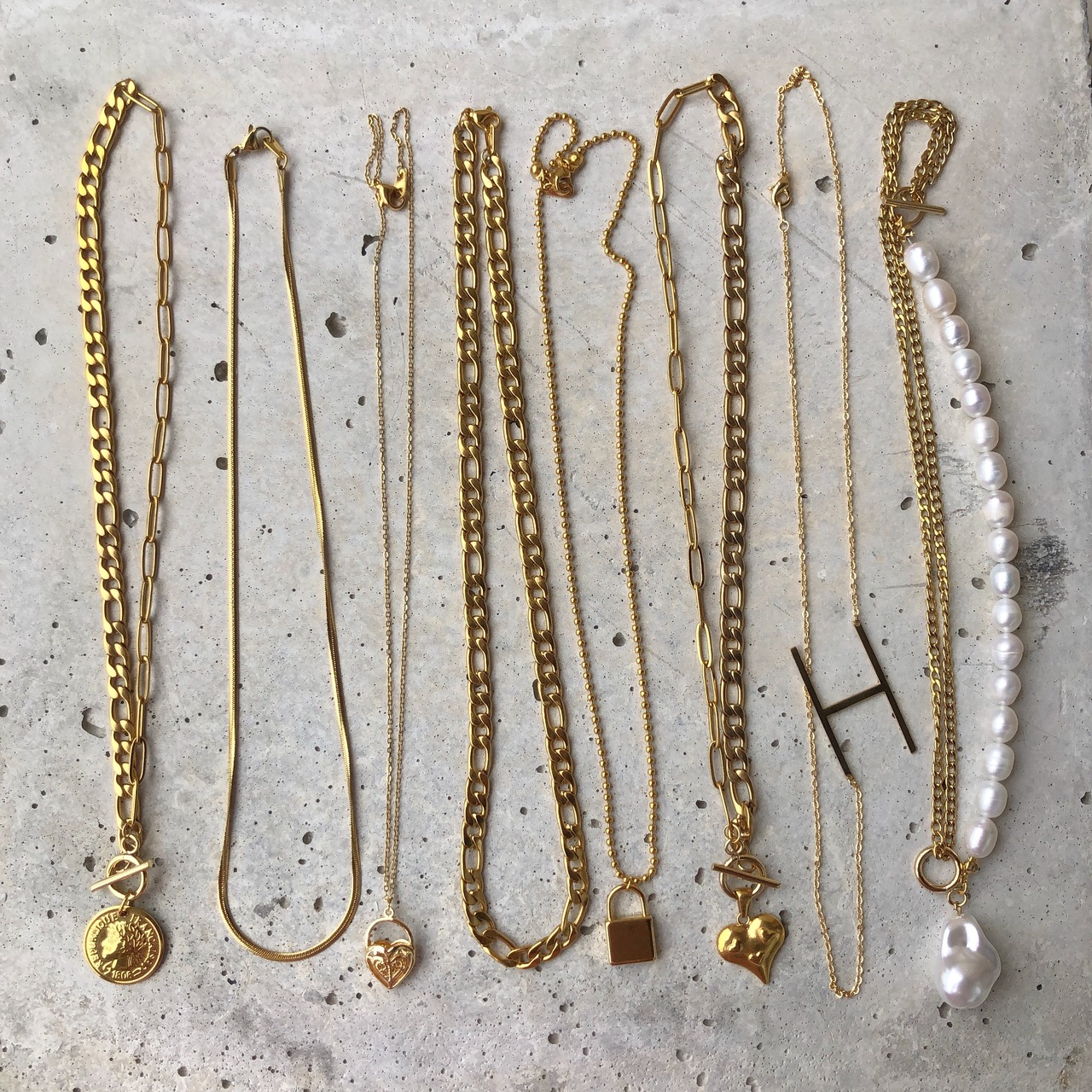 淡水パール × チェーン　ロングネックレス［GSN014］