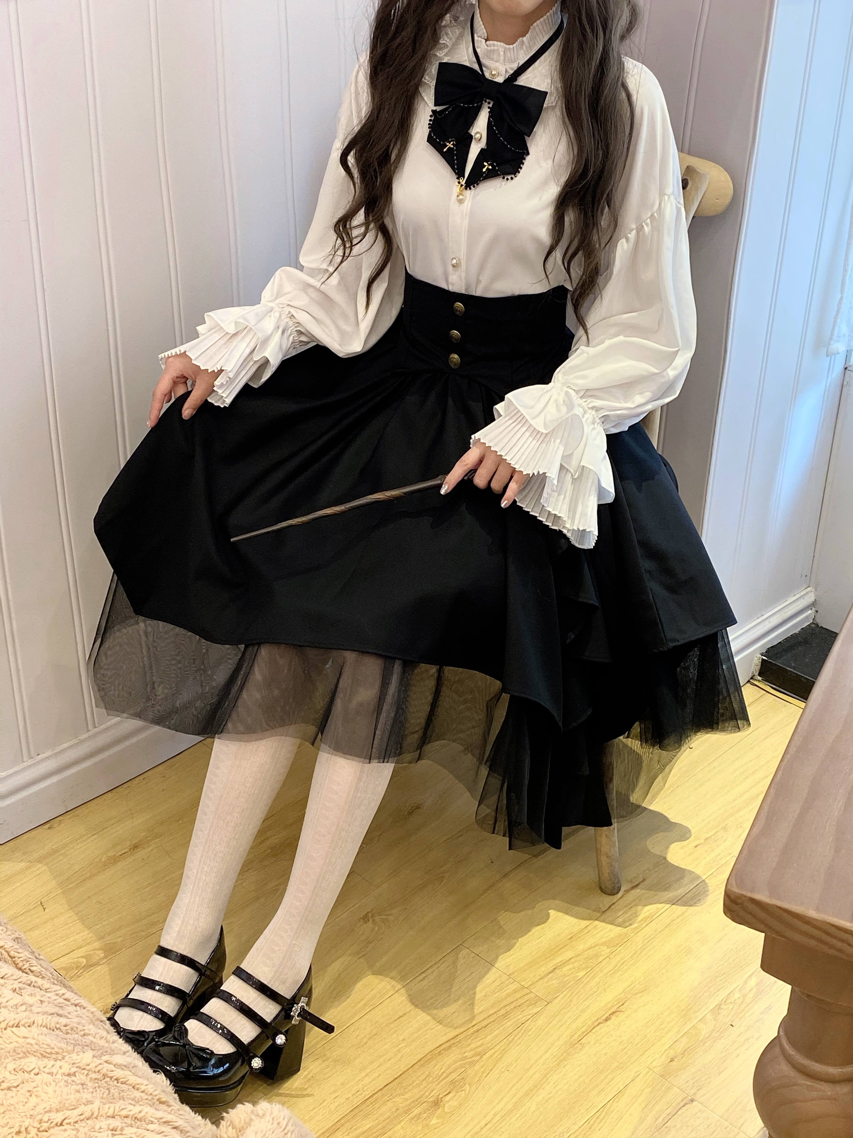 お取り寄せ】ロリィタ クラロリ ビッグスリーブ 十字架リボン ブラウス