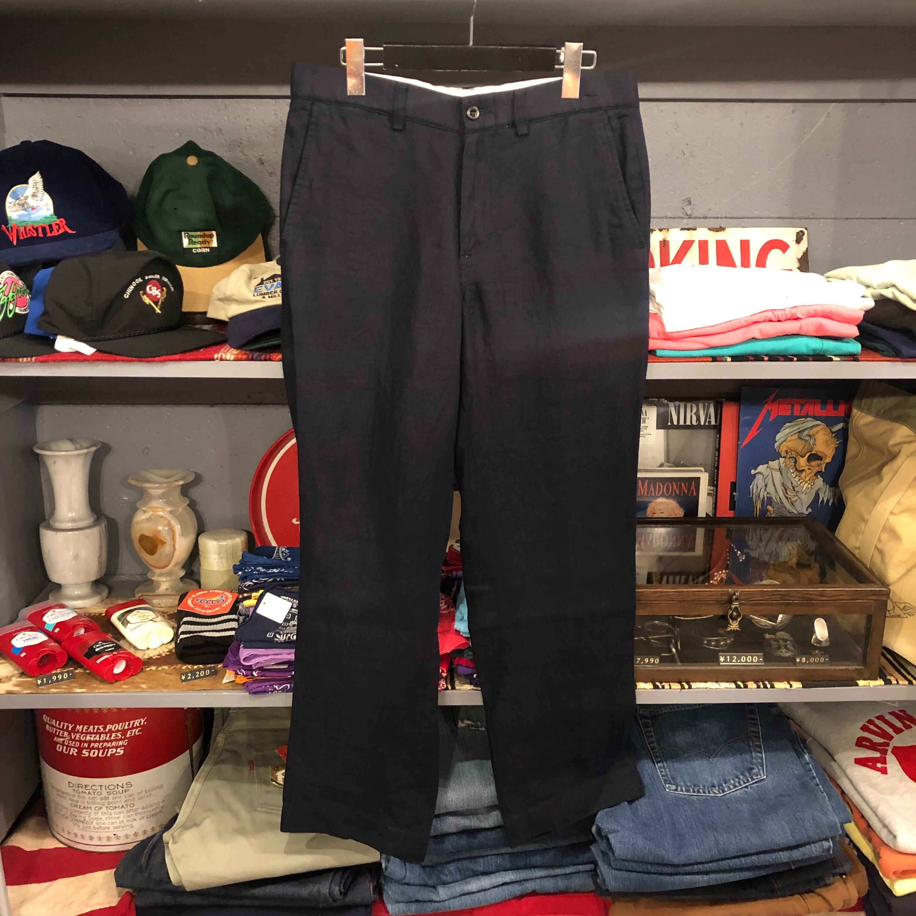 90s 希少 POLO ラルフ 100% 麻 リネンスラックス ネイビー タック 90s 希少 POLO ラルフ 100% 麻 リネンスラックス ネイビー タック