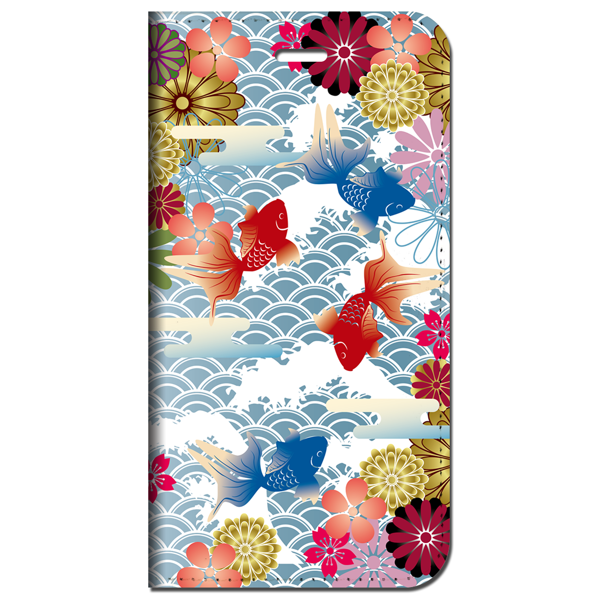 iPhone対応 スマホ 手帳型ケース 花海金魚 和柄 おしゃれ 日本 伝統 【iPhone16 / iPhone16e / iPhoneSE 他 iPhone各機種対応】 st13