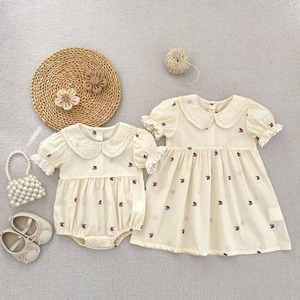 【姉妹服】夏新作　チェリー柄ロンパース/ワンピース