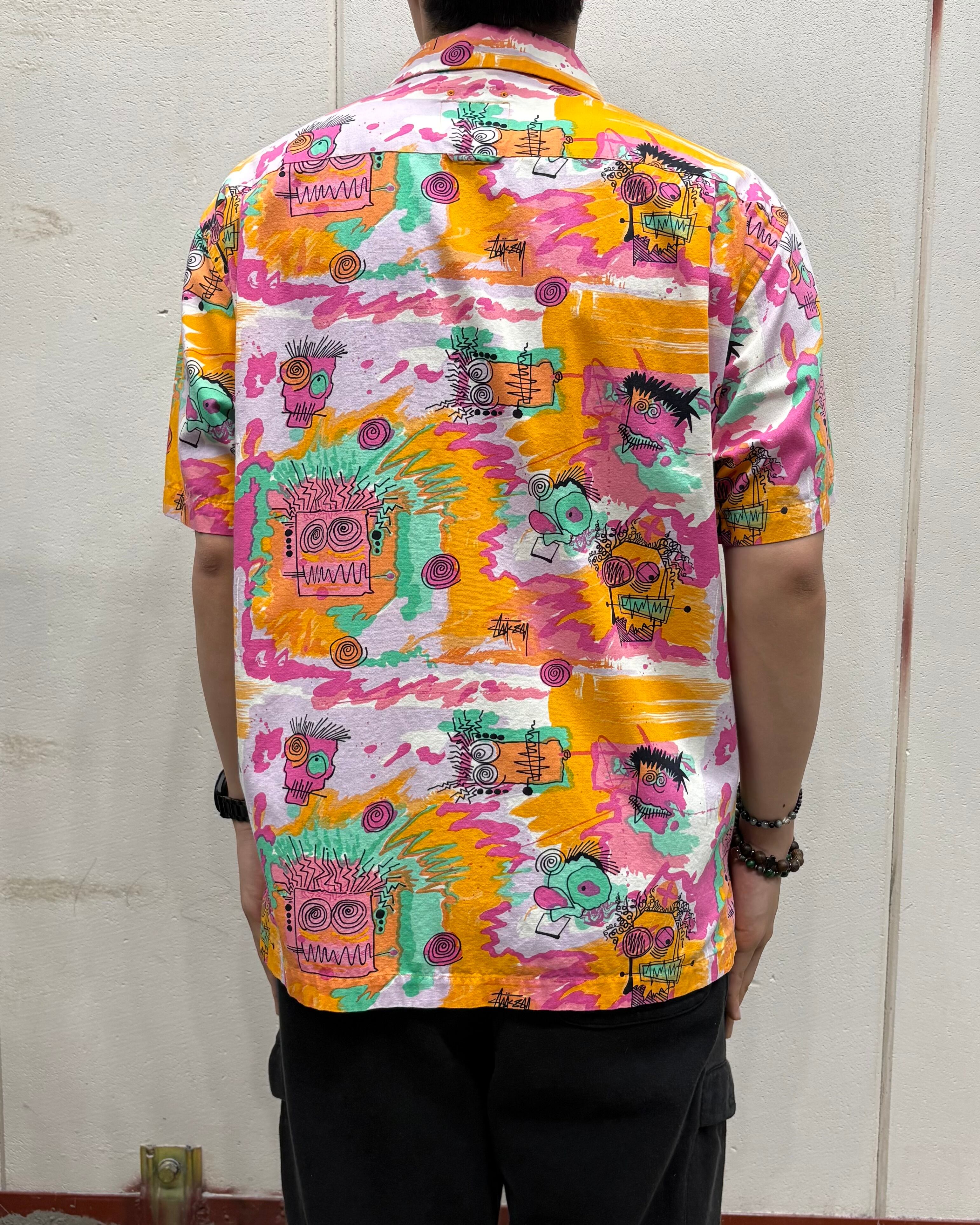 00's old stussy Design Open Collar Shirt “25 Anniversary” “CHANGO