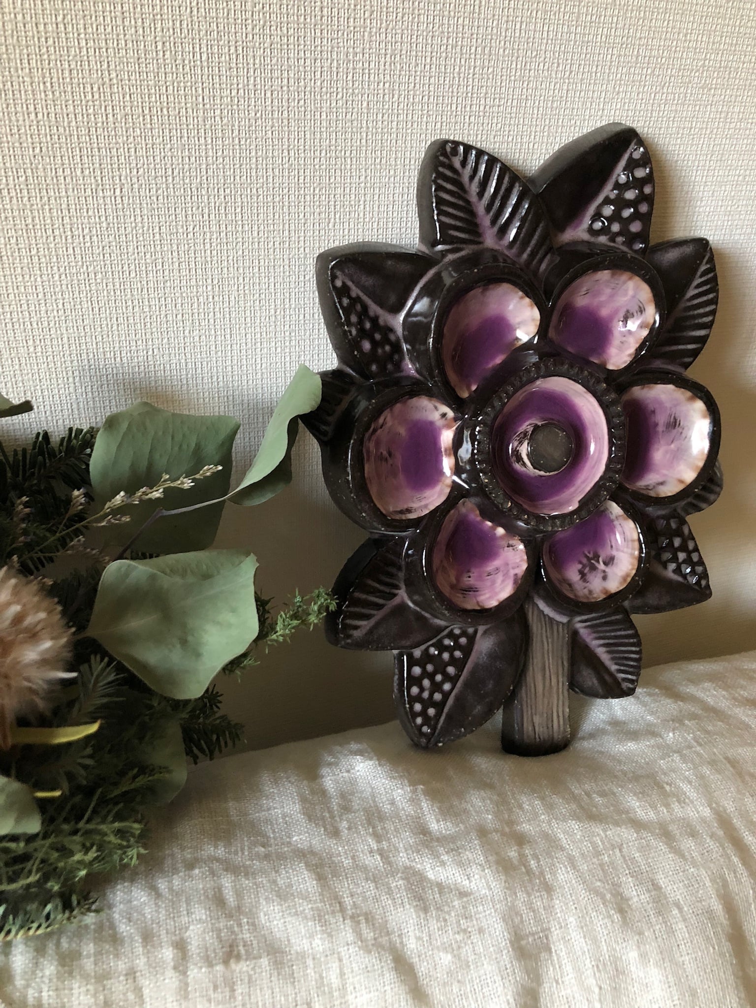 北欧 Upsala Ekeby お花の陶板 ヴィンテージ | Pilvi ピルヴィ