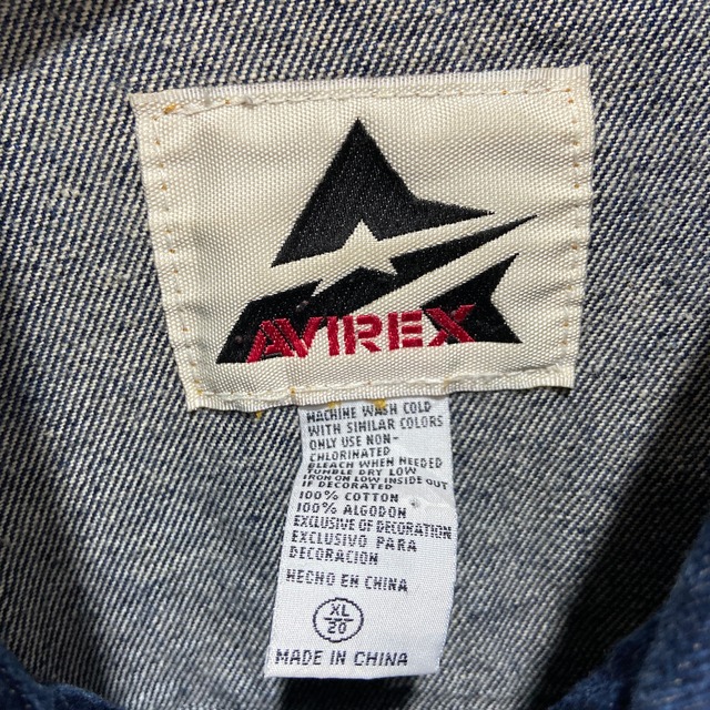 『送料無料』90s AVIREX ブルーデニムジャケット　Gジャン　星条旗　4つポケ