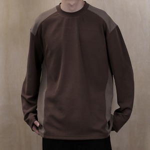 コントラストカラーワッフルロングTシャツ　0812