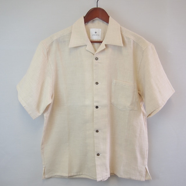 <OSOCU> Bingo-fushiori open collar shirt 希少な綿麻節織で作る涼しさと快適さを追求した夏シャツ 生成