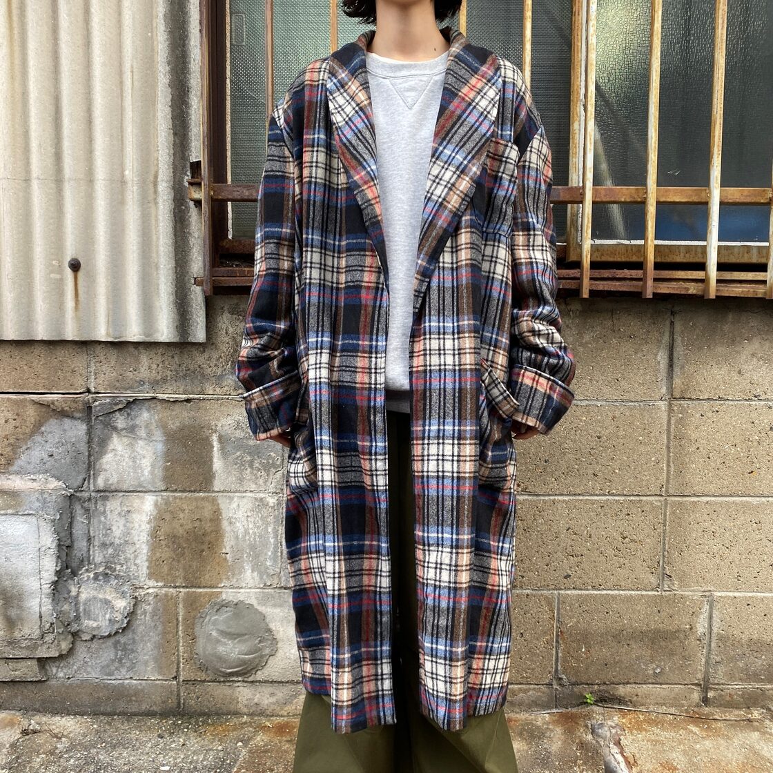 80年代 PHILIPSCOTT ウール ガウン メンズM 古着 80s ヴィンテージ 