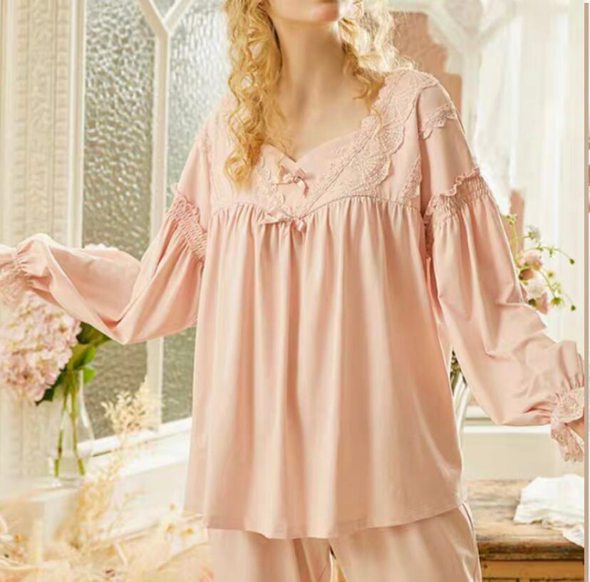 【3size】ribbon desigh ladies long sleeve pajama roomwear p224