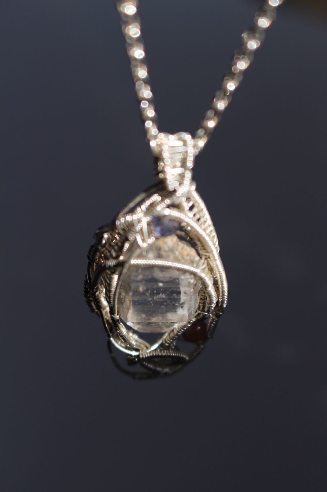 Crystal silver925 wirewrapping pendant