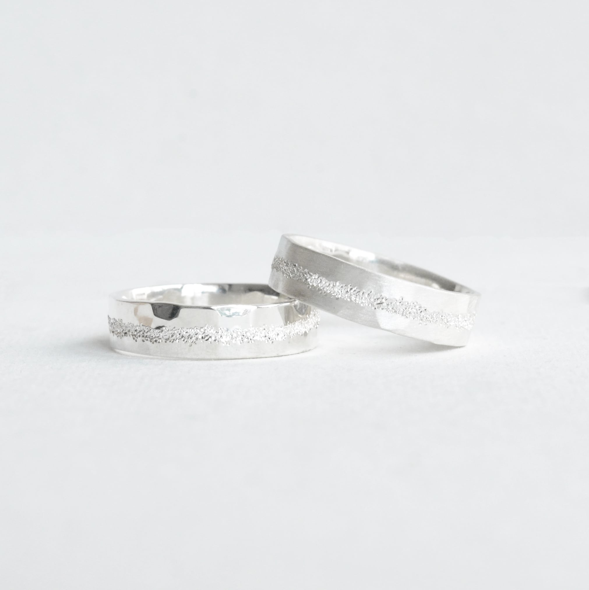 〈Silver925〉 HE star line ring / flat / 5mm