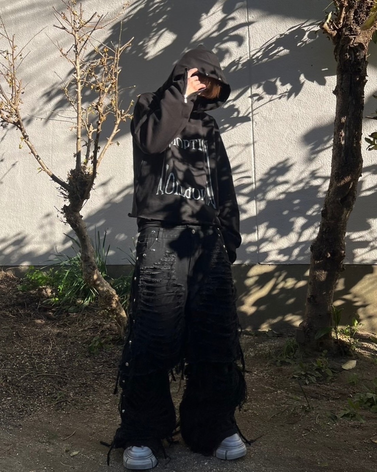 half docking damage black denim pants | mmoption