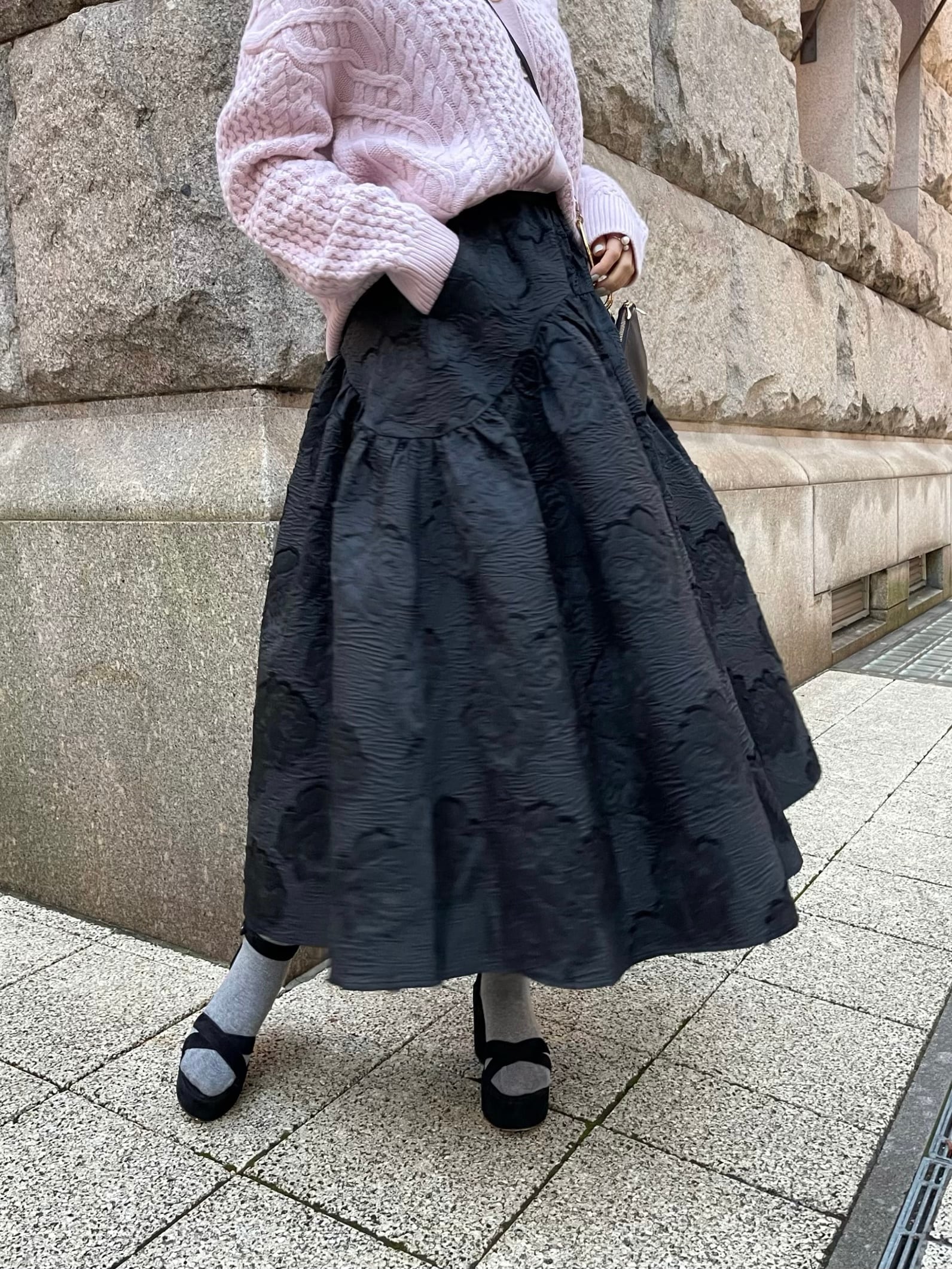 HYEONヘヨン jacquard skirt / black