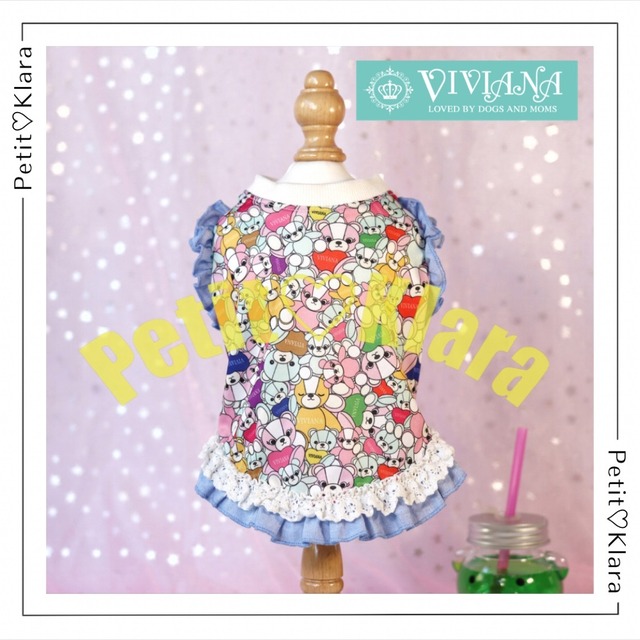 【即納】VIVIANA           くま柄フリルタンクトップ【VIV30004WT】