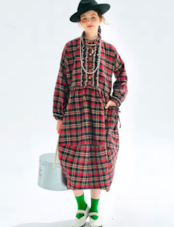 imakokoni チェック柄レッドカラーオリジナル襟付きワンピース 255186