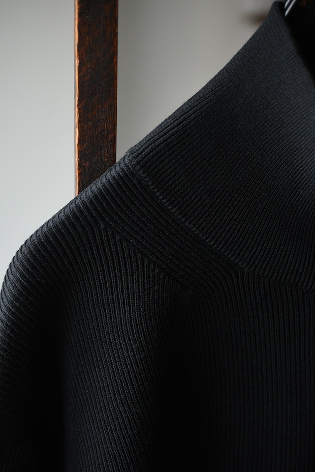BATONER / HARD TWIST WOOL RIB DRIVERS KNIT (Black)