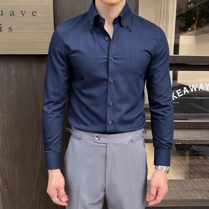 ボタンフロント 長袖 ストライプ柄 シャツ 3color KA1324