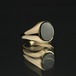 Vintage Signet Ring [Made in ENGLAND] [375 9ct Gold x Onyx Round Top]