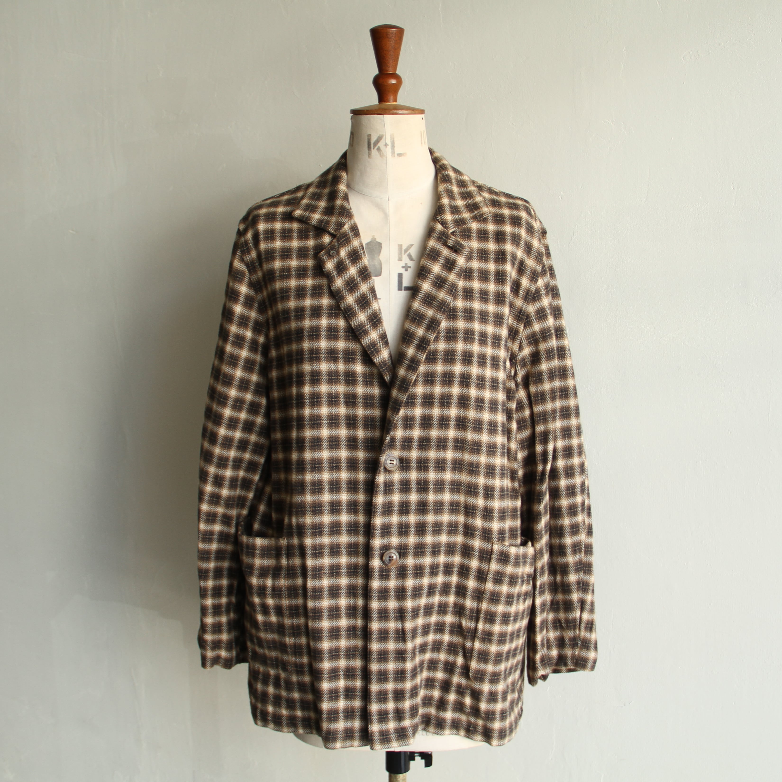 JOICEADDED Ease of mood jacket #Brown check