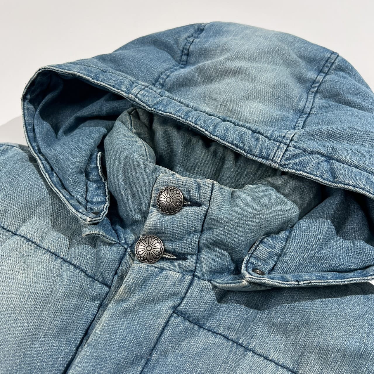 EDIFICE エディフィス コンチョボタン ユーズド加工 デニム 中綿 パーカー ジャケット サイズ M