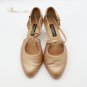 社交ダンス 衣装 スタンダード シューズ 24 1/2サイズ ブラウン系 ケントダンス Kentdance 無地 シンプル 明るい ストラップ 日本製 練習 レッスン 光沢 高級感 イベント ステージ ダンス衣装 ダンスシューズ