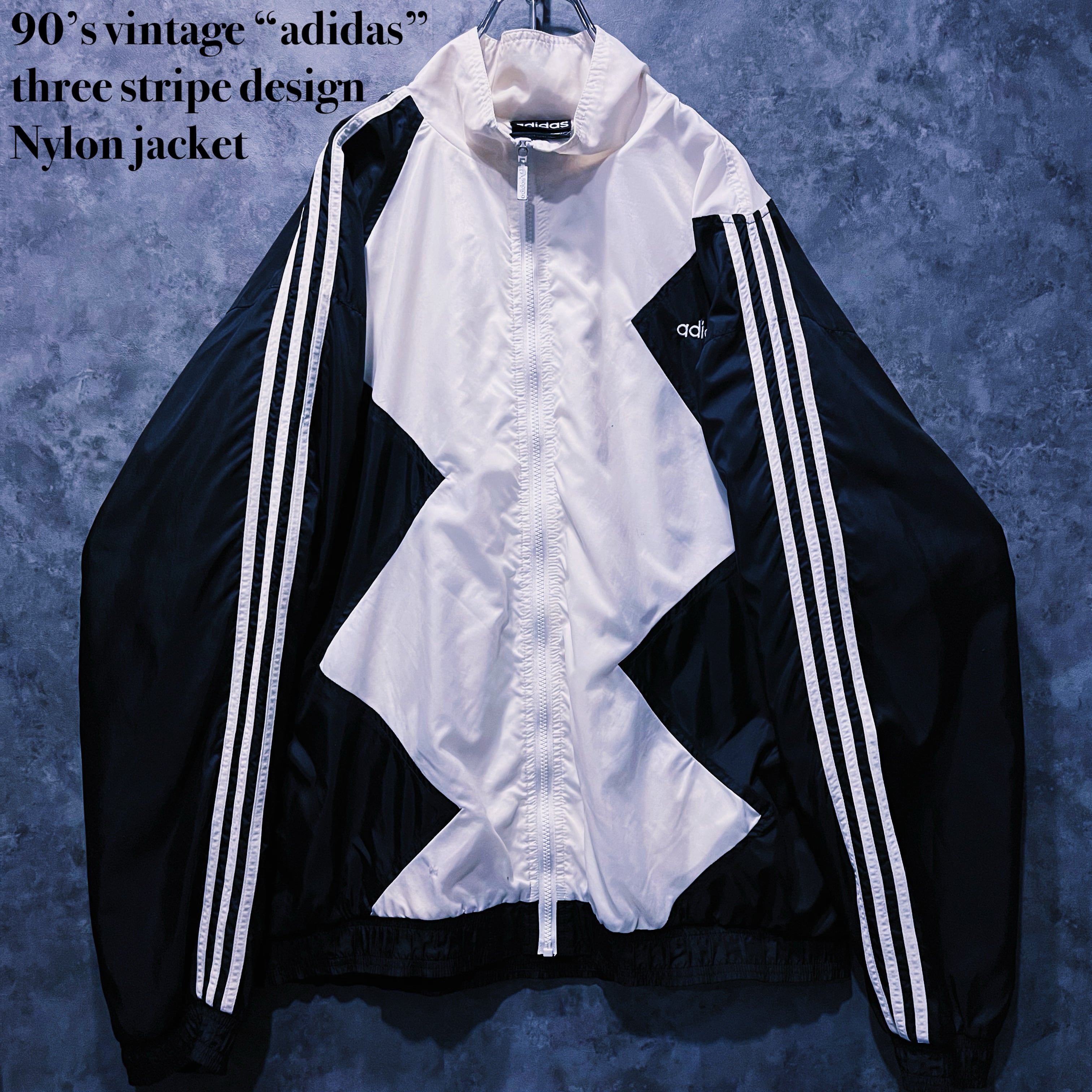 【doppio】90’s vintage “adidas” three stripe design Nylon jacket