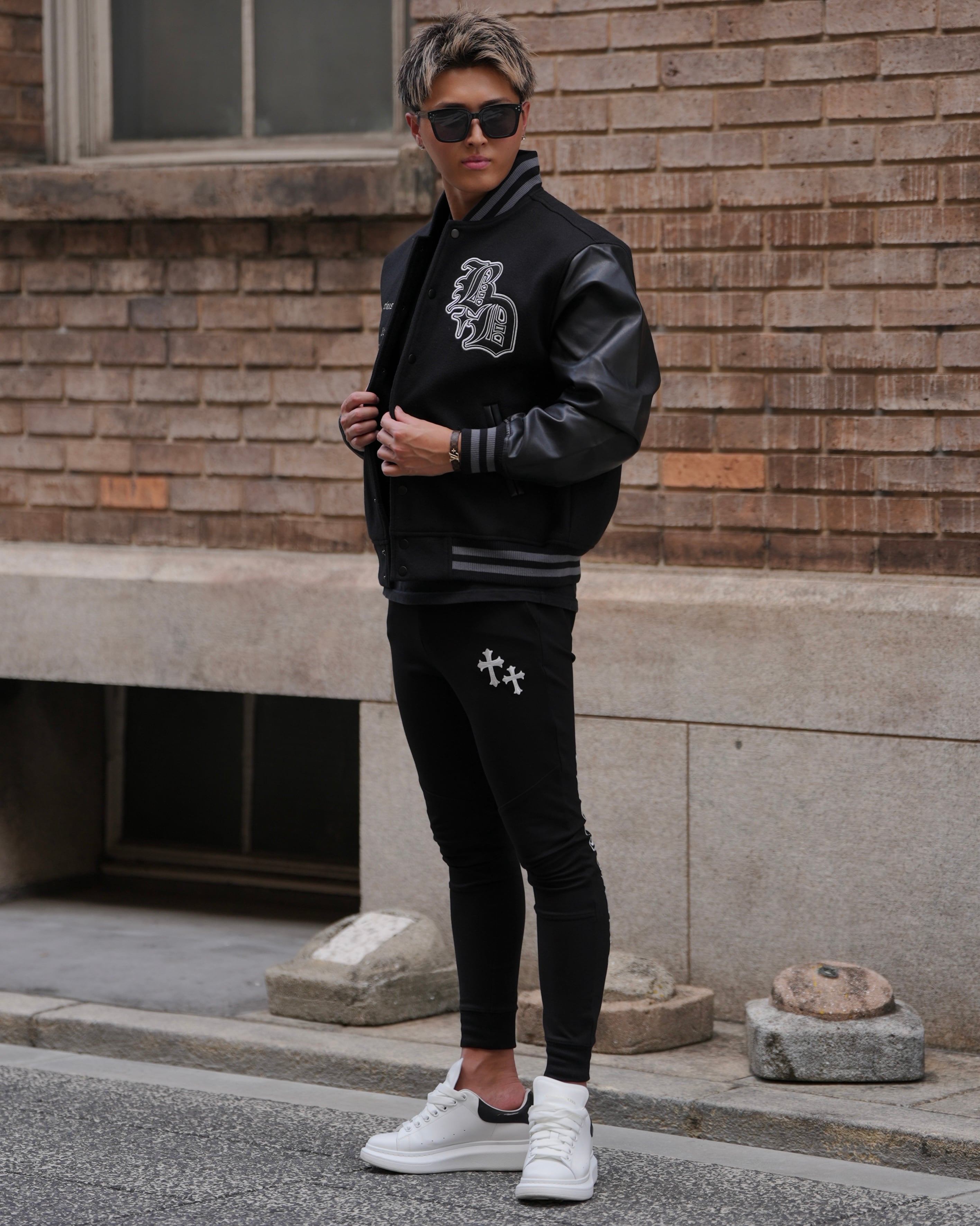 CROSS LEATHER STADIUM JACKET【BEL25-GT1】 | BELINDA OFFICIAL