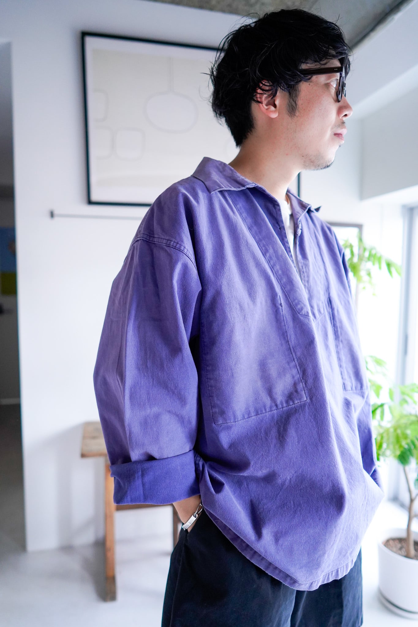 80年代 フランス製 LE GLAZIK フィッシャーマンスモック 80年代 ル・グラジック フランス製 スキッパーシャツ プル