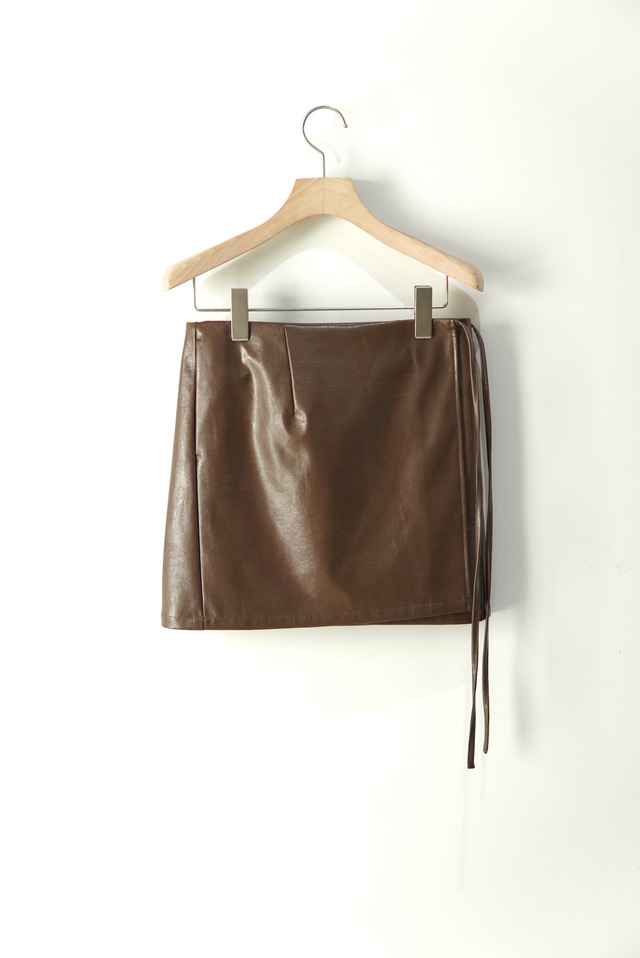 little suzie / Vegan Leather Wrap Mini Skirt / MOCA