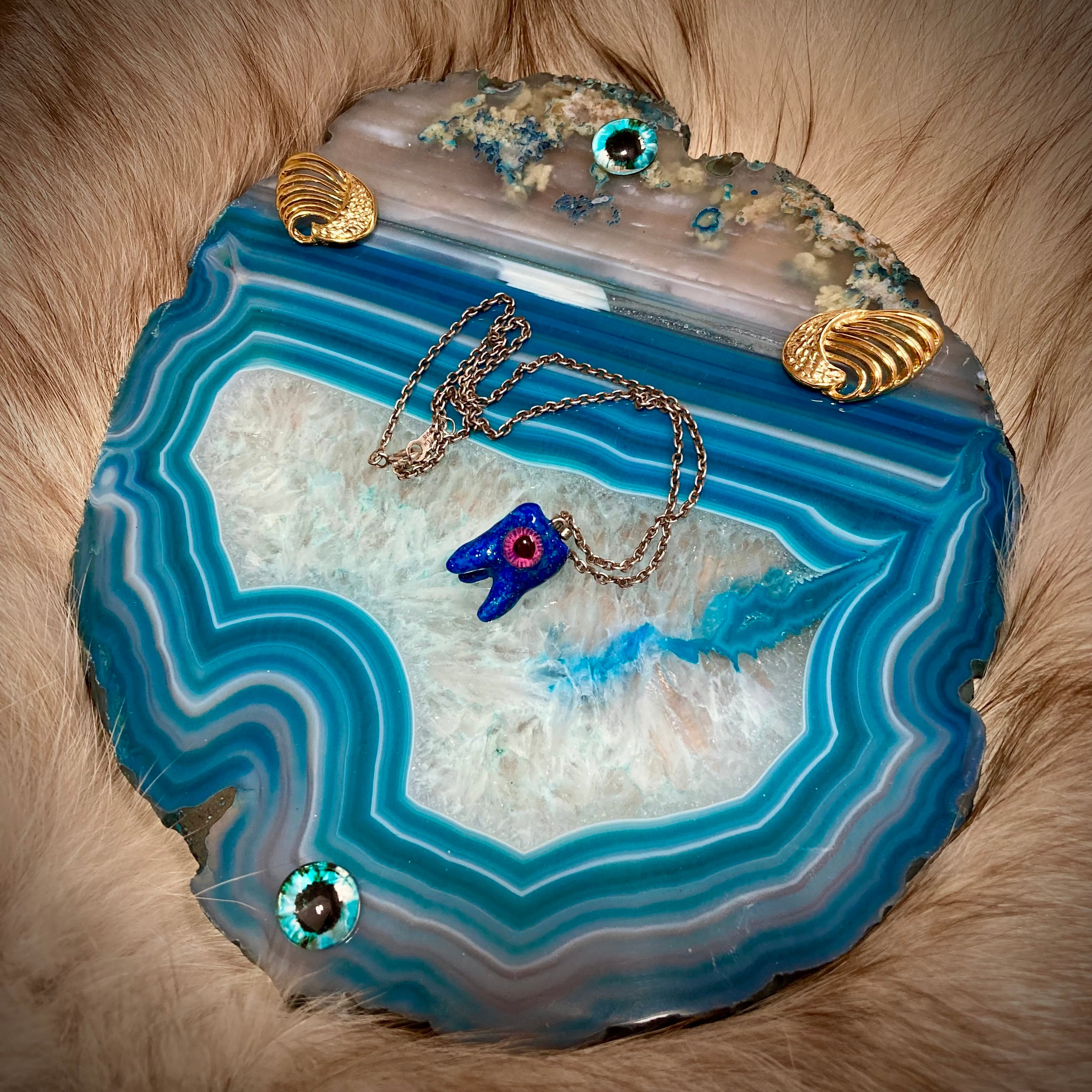 ブルー桜瑪瑙スフィア 台座つき